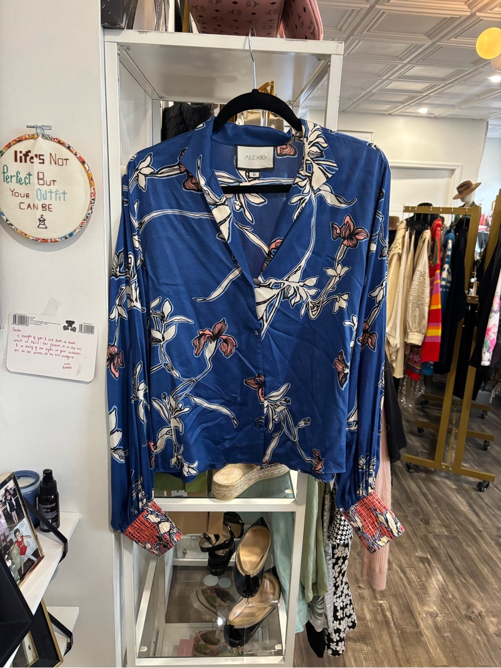 Alexis Blue Floral Button-Down Blouse